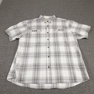 Red Head Shirt Mens 3XL Gray White Plaid Short Sleeve Button Casual Outdoor